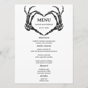 Gothic Romantic Skeleton Hand Halloween Wedding Menu