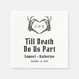 Gothic Romantic Skeleton Hand Halloween Wedding Napkin