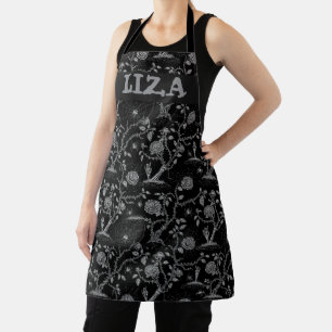 Gothic Rose and Bone Pattern Apron