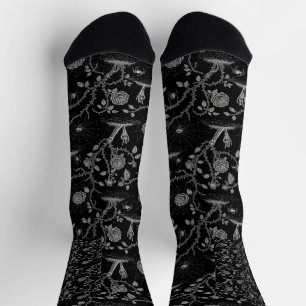 Gothic Rose and Bone Pattern Socks