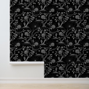 Gothic Rose and Bone Pattern Wallpaper