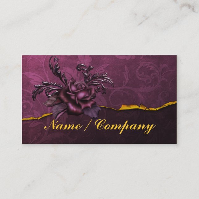 Gothic Rose and Damask Business Card (Front)