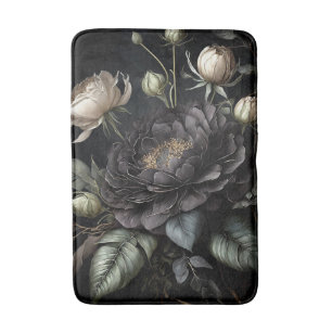 Gothic Rose Arrangement Black Flower Bath Mat