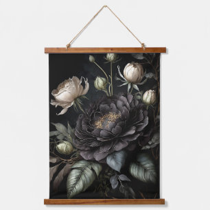 Gothic Rose Arrangement Black Flower Hanging Tapestry