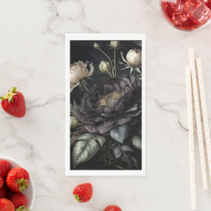 Gothic Rose Arrangement Black Flower Napkin