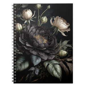 Gothic Rose Arrangement Black Flower Notebook