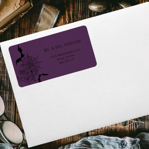 Gothic Rose Bat Spiderweb Purple Wedding Address Label