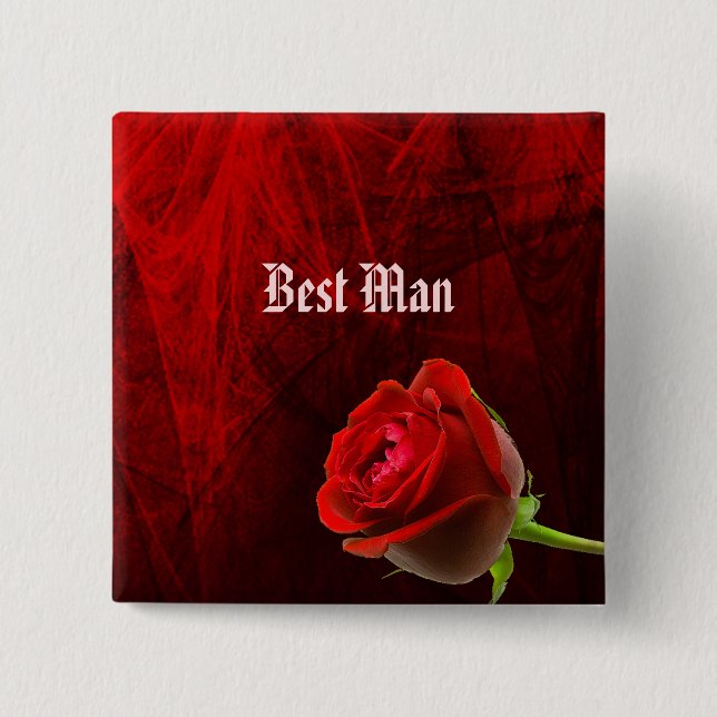 Gothic Rose Best Man Button (Front)