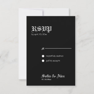 Gothic rose black elegant wedding Response Card