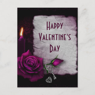 Gothic Rose, Candle and Locket Valentine's Day Postcard