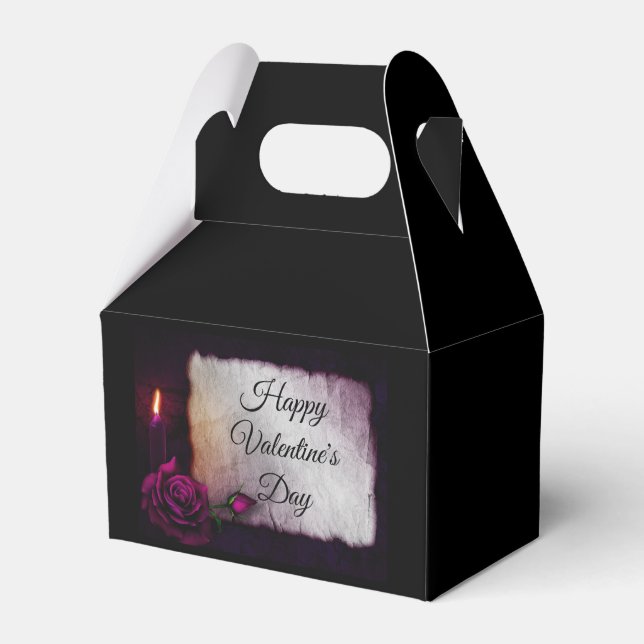 Gothic Rose, Candle, and Parchment Valentine's Favour Box (Front Side)