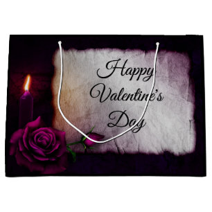 Gothic Rose, Candle, and Parchment Valentine's Large Gift Bag