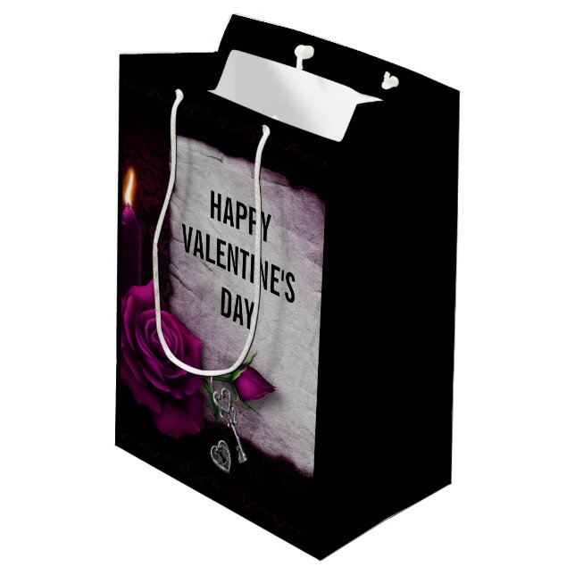 Gothic Rose, Candle, Parchment and Locket Medium Gift Bag (Back Angled)