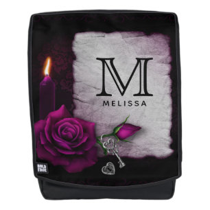 Gothic Rose, Candle, Parchment and Locket Monogram Backpack
