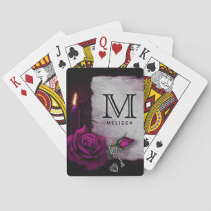 Gothic Rose, Candle, Parchment and Locket Monogram Playing Cards