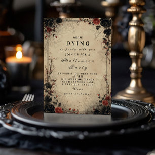 Gothic Rose Cobweb Halloween Celebration Invitation