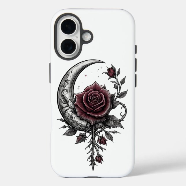 Gothic Rose Crescent Moon Dark Floral Artwork Case-Mate iPhone Case (Back)