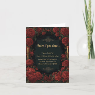 Gothic Rose Floral Frame with Golden Candles  Invitation