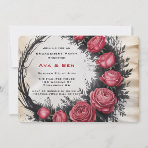 Gothic Rose Frame Engagement Party Invitation
