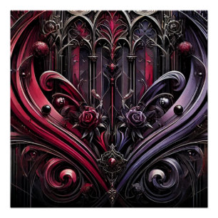 Gothic Rose Glossy Poster