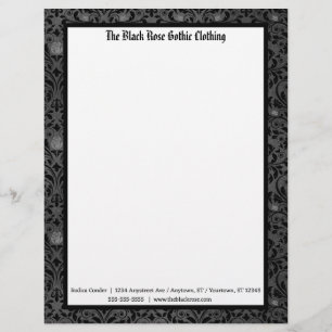 Gothic Rose in Black and Grey Custom Letterhead