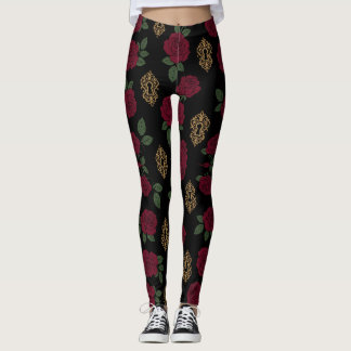 Gothic Rose & Keyhole Pattern Leggings