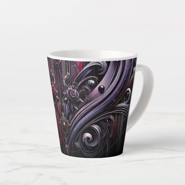Gothic Rose Latte Mug with Cathedral Design (Right Angle)