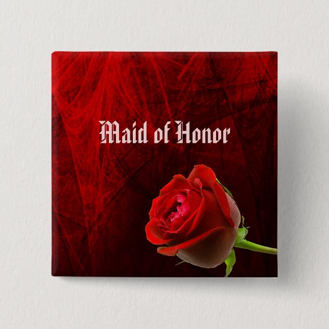 Gothic Rose Maid of Honour Button (Front)