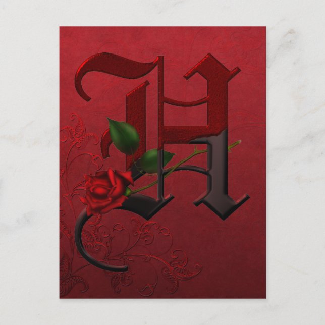 Gothic Rose Monogram H Postcard (Front)