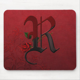 Gothic Rose Monogram R Mouse Pad
