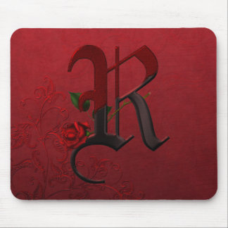Gothic Rose Monogram R Mouse Pad
