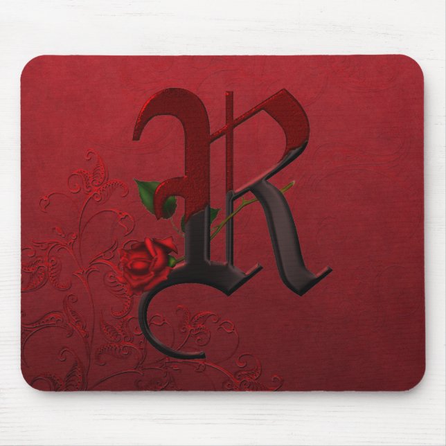 Gothic Rose Monogram R Mouse Pad (Front)