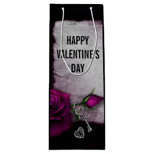 Gothic Rose, Parchment and Locket Valentine's Wine Gift Bag