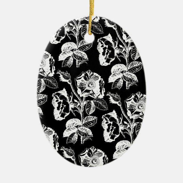 Gothic Rose Pattern Ceramic Tree Decoration (Front)