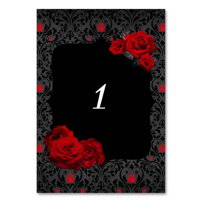 Gothic Rose Red and Black Table Number (Front)