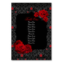 Gothic Rose Red and Black Table Number