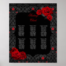Gothic Rose Red and Black Table Number