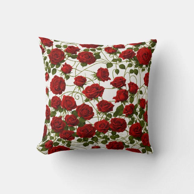 Gothic Rose Vine Seamless Pillow Design (Front)