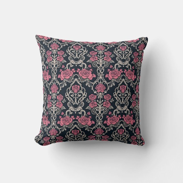 Gothic Rose Vine Throw Pillow (Front)