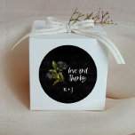 Gothic Rose Wedding Favour  Classic Round Sticker<br><div class="desc">Modern and rustic halloween theme wedding favour sticker featuring illustration of gothic black roses.</div>