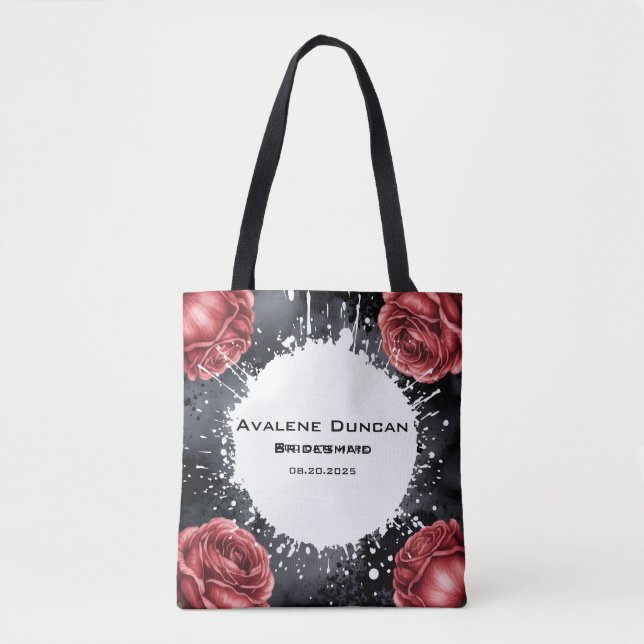 Gothic Rose Wedding Frame Bridesmaids Favour Tote Bag (Front)