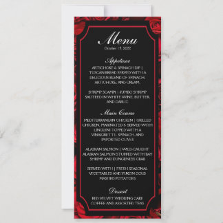 Gothic Rose Wedding Menu Invitation
