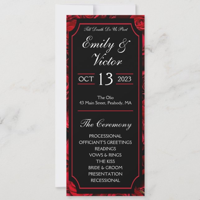 Gothic Rose Wedding Program Invitation (Front)