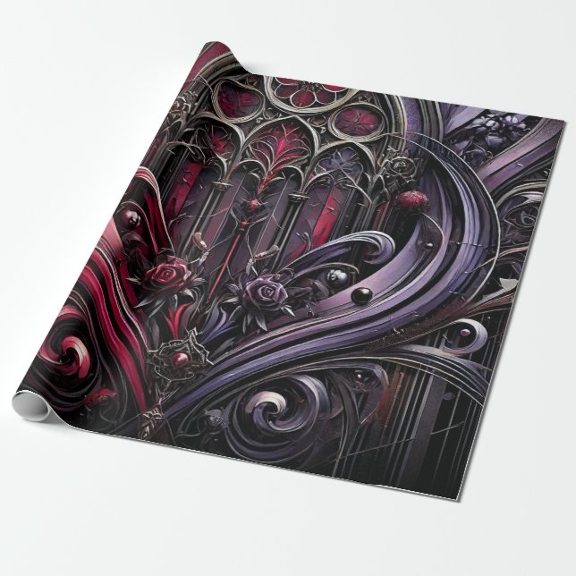 Gothic Rose Wrapping Paper (Unrolled)