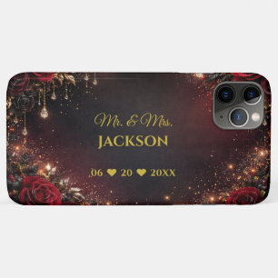 Gothic Roses Couples Name & Wedding Date Case-Mate iPhone Case