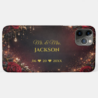 Gothic Roses Couples Name & Wedding Date Case-Mate iPhone Case