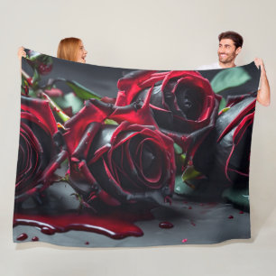 Gothic Roses Fleece Blanket