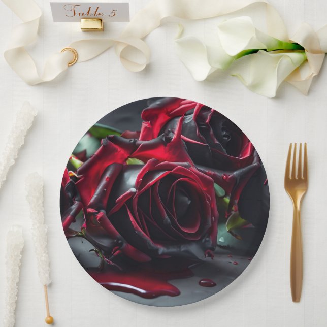 Gothic Roses Paper Plate (Wedding)