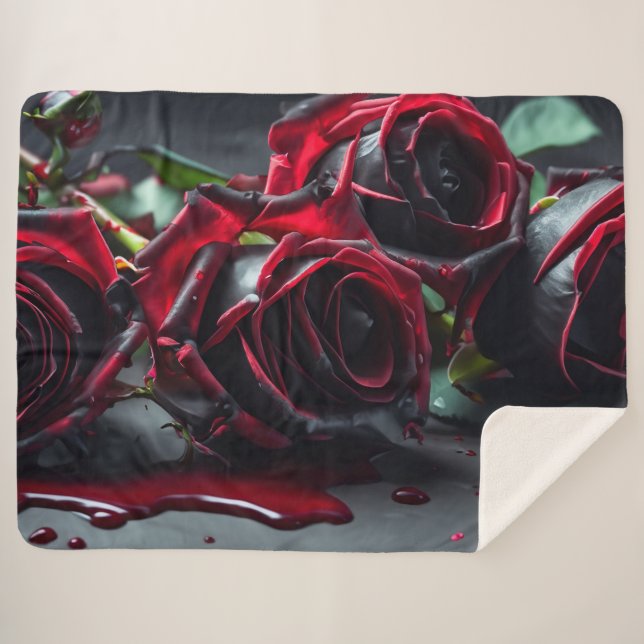 Gothic Roses Sherpa Blanket (Front (Horizontal))