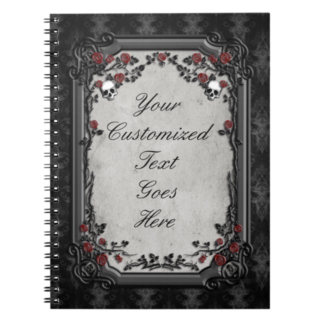 Gothic Roses & Skulls Spiral Notebook (Front)